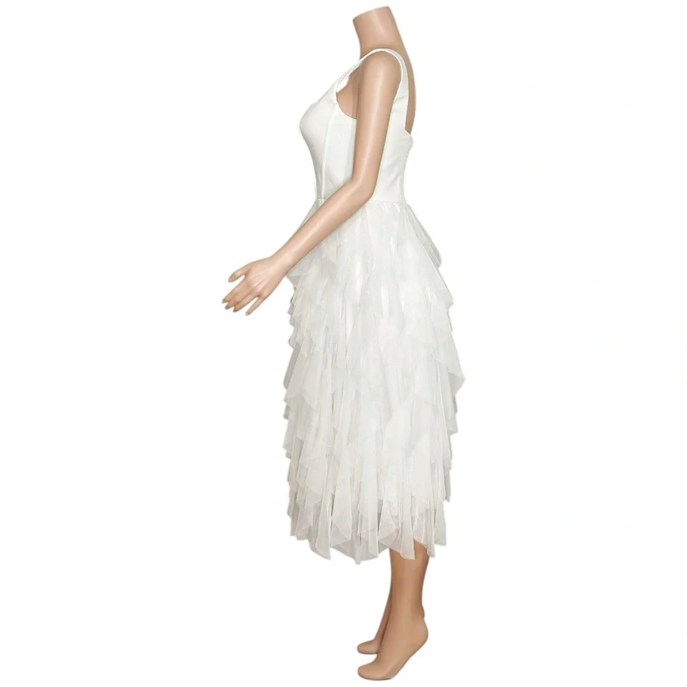 BHLDN Jada Tiered Tulle Midi Dress, White, Small - Picture 8 of 14